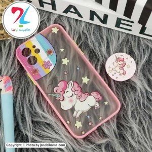 قاب گوشی اپل Apple iphone 12 مدل فانتزی محافظ لنز پاپ سوکت دار طرح یونیکورن