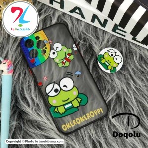 قاب گوشی اپل Apple iphone 12 pro max مدل فانتزی محافظ لنز پاپ سوکت دار طرح قورباغه