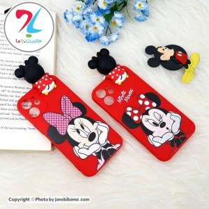 قاب محافظ اپل آیفون سیلیکونی محافظ لنزدارiPhone 12 Mini طرح میکی موس