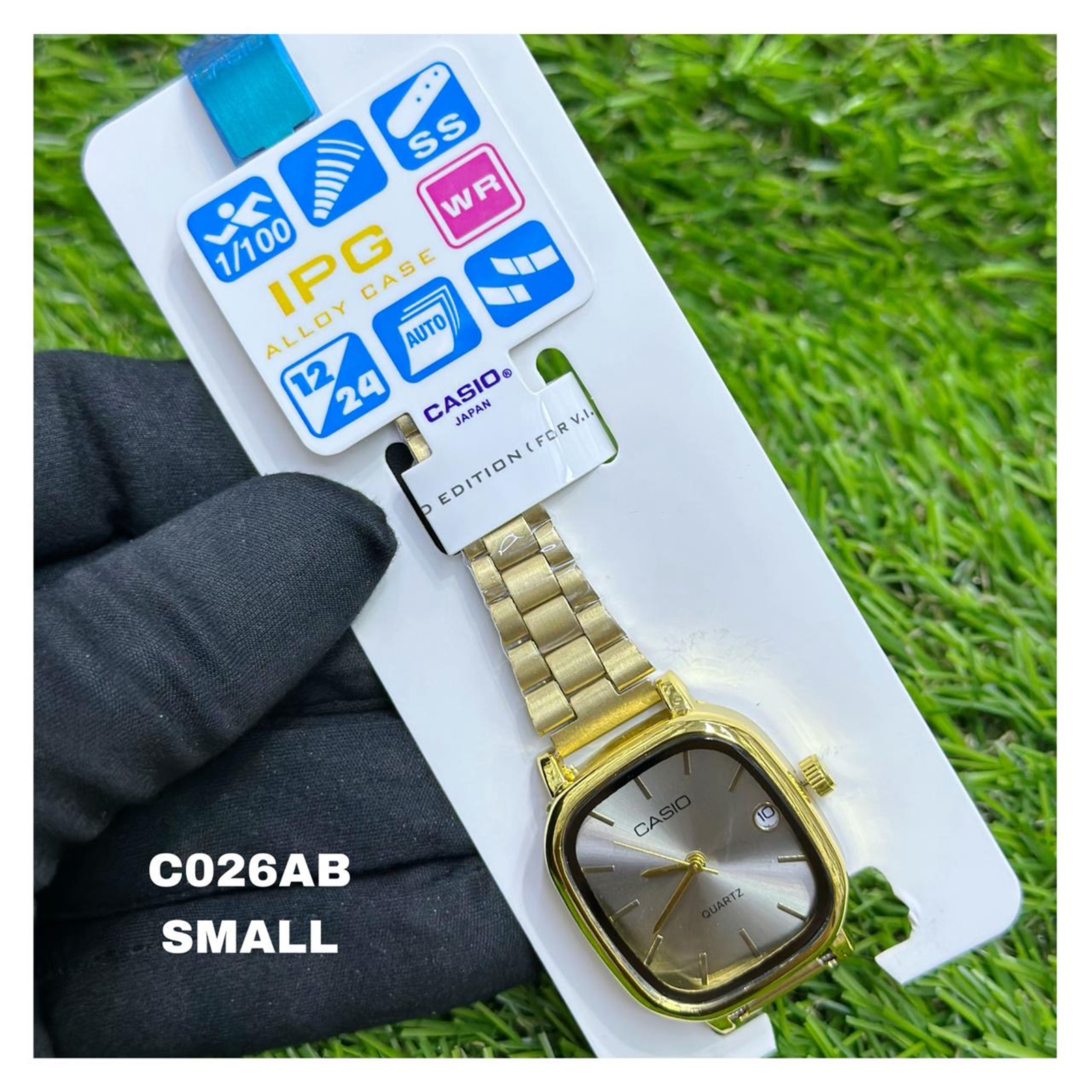 ساعت مچی مردانه کاسیو مدل 3298 با بند استیل طلایی و صفحه مشکی