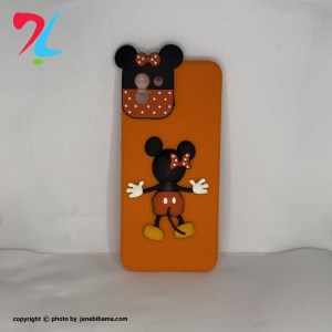 قاب عروسکی برجسته میکی موس محافظ لنز دار Galaxy A03 سامسونگ -نارنجی