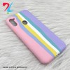  قاب سیلیکونی اورجینال رنگین کمانی محافظ لنزدار سامسونگ Galaxy A11-رنگ چند صورتی 