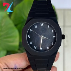 ساعت مچی مردانه مشکی با اعداد فارسی طراحی مینیمال