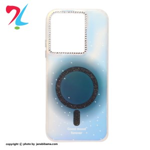 قاب طرح Good Mood هولوگرامی لنز نگین‌دار مگ‌سیف شاین مناسب برای شیائومی redmi 15 c / poco c85