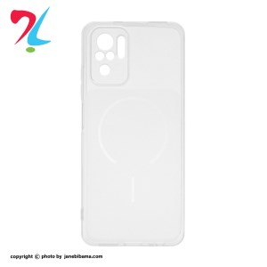 قاب ژله ای شفاف مستطیلی طرح مگ سیف محافظ لنزدار شیائومی Xiaomi Redmi Note 10 4G / Redmi Note 10S / Poco M5S