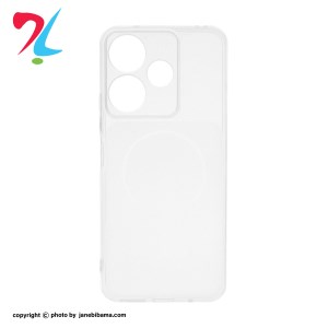 قاب ژله ای شفاف مستطیلی طرح مگ سیف محافظ لنزدار شیائومی Xiaomi Redmi 13X / Redmi 13 4G / Poco M6 4G