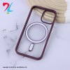 قاب مگ سیف شفاف دور رنگی گوشی اپل iPhone 13 -زرشکی