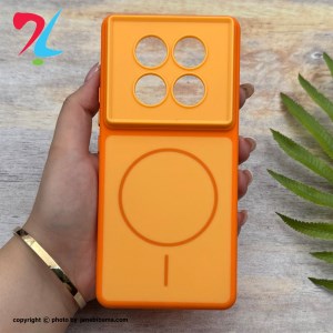 قاب گوشی Redmi Note 14 Pro Plus 4G شیائومی مات NEW PVD سیلیکونی تبدیل آیفون 17 طرح مگ سیف -نارنجی