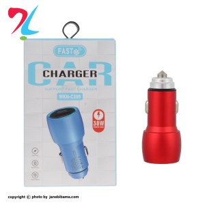  شارژر فندکی سوپر فست شارژ 48w مدل فست کد c205 fast - قرمز