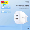 شارژر gan دو پورت برند foneng مدل EU41 با پورت USB 15W  و PD 20W با گارانتی شش ماهه